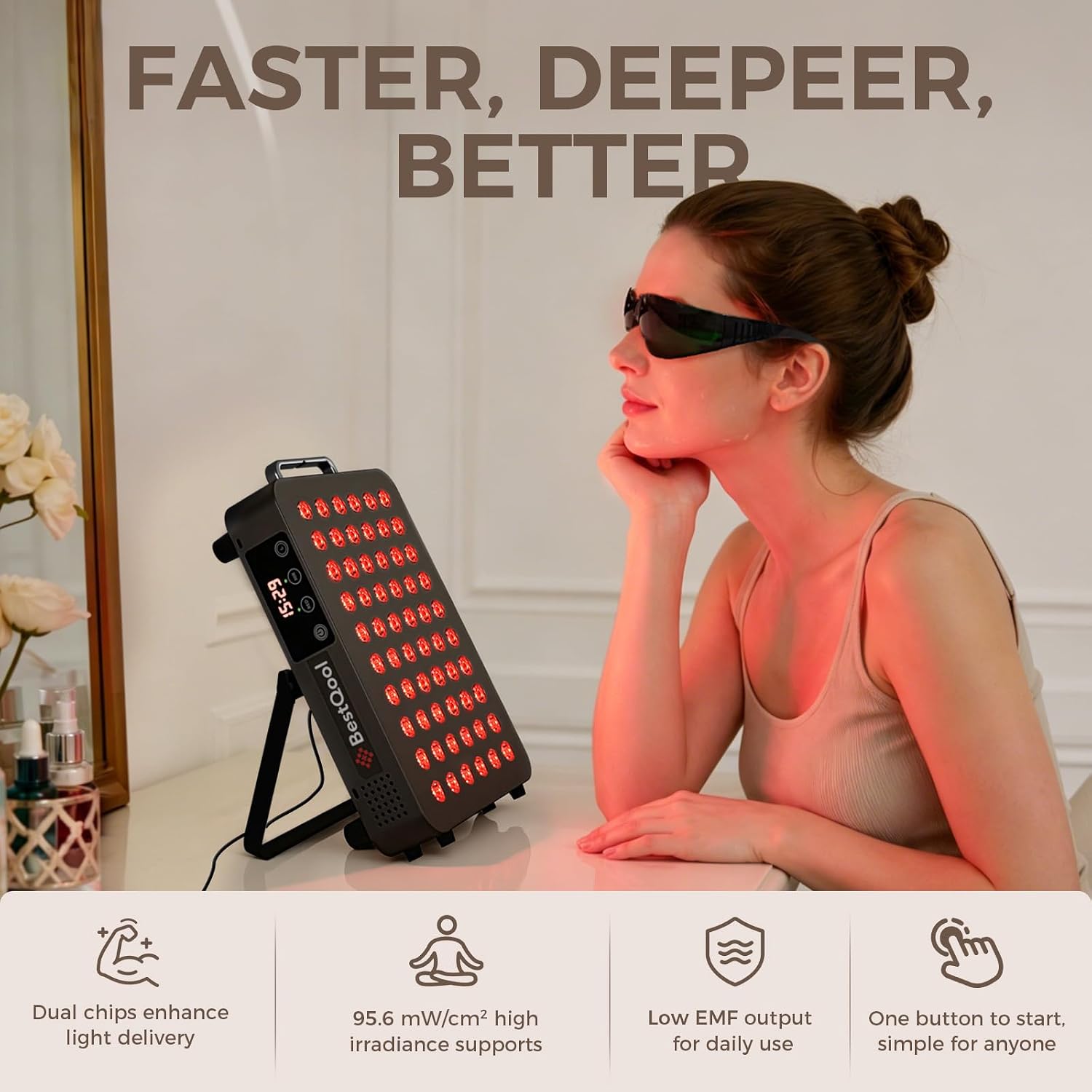 BestQool High-Irradiance Red Light Therapy Panel photo 2