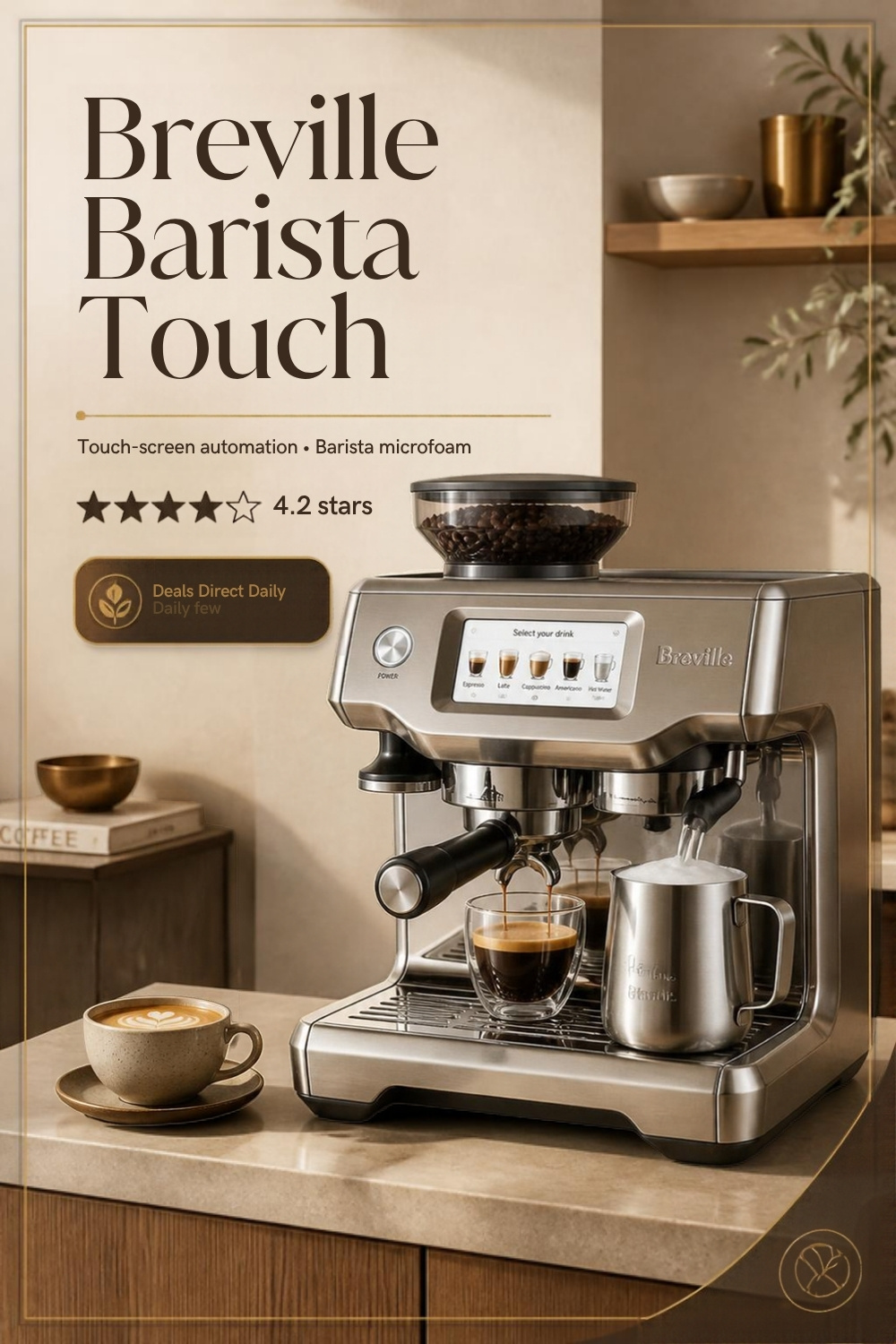 Breville Barista Touch Espresso Machine with Auto Frother Pinterest Pin Creative