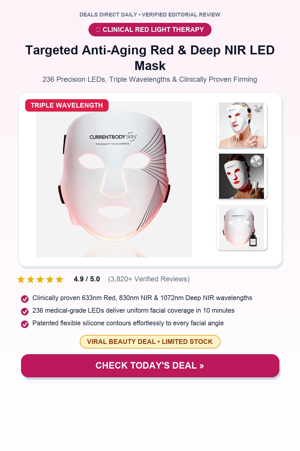 CurrentBody Skin LED Light Therapy Face Mask 2 Pinterest Pin Creative