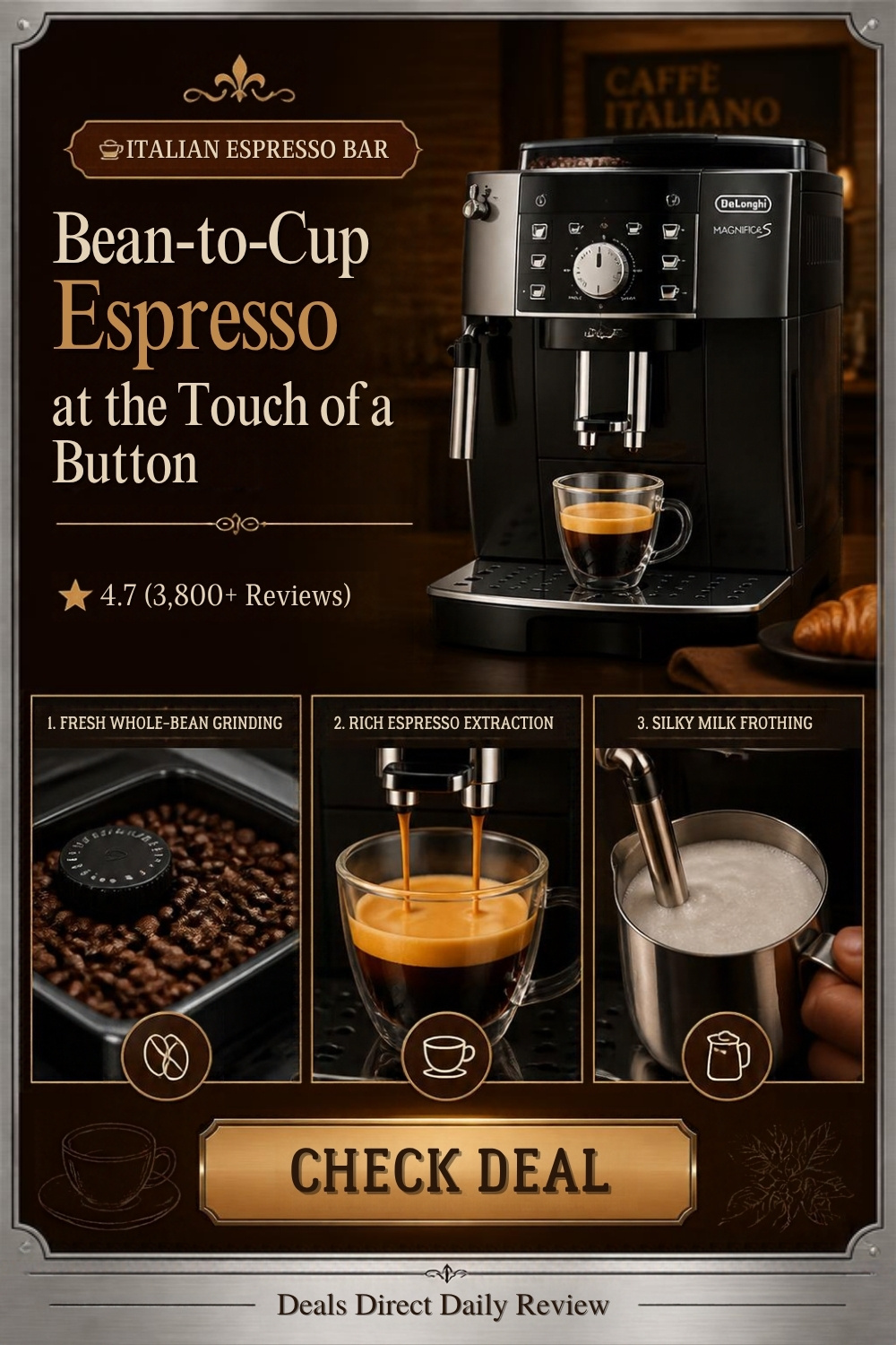DeLonghi Magnifica S Automatic Espresso Machine Pinterest Pin Creative