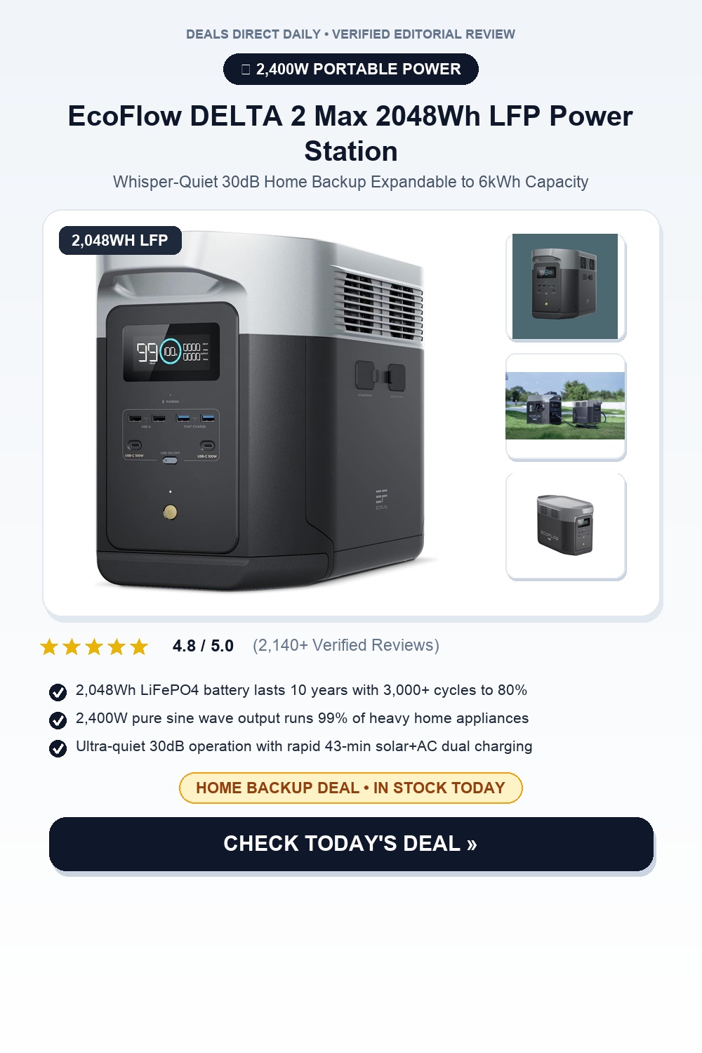 EcoFlow DELTA 2 Max 2048Wh Power Station Pinterest Pin Creative