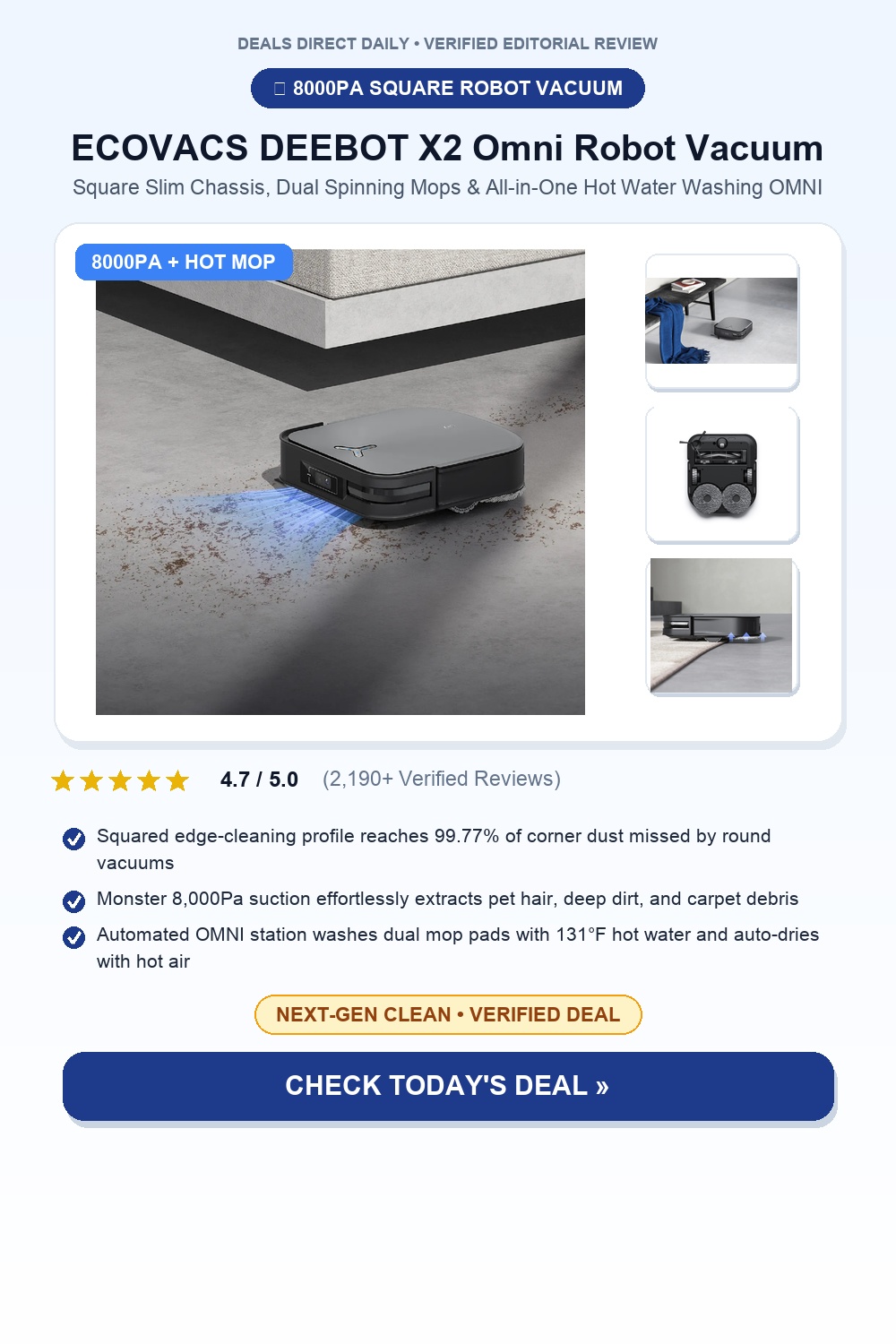 ECOVACS DEEBOT X2 Omni Square Robot Vacuum & Mop Pinterest Pin Creative