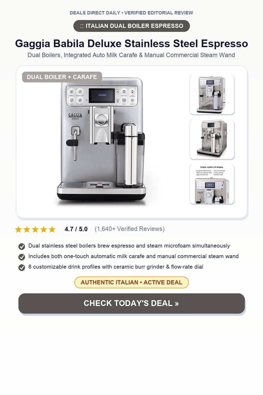 Gaggia Babila Deluxe Stainless Steel Automatic Espresso Pinterest Pin Creative
