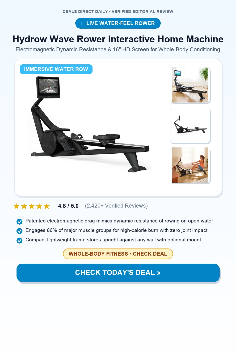 Hydrow Wave Rower Interactive Home Rowing Machine Pinterest Pin Creative