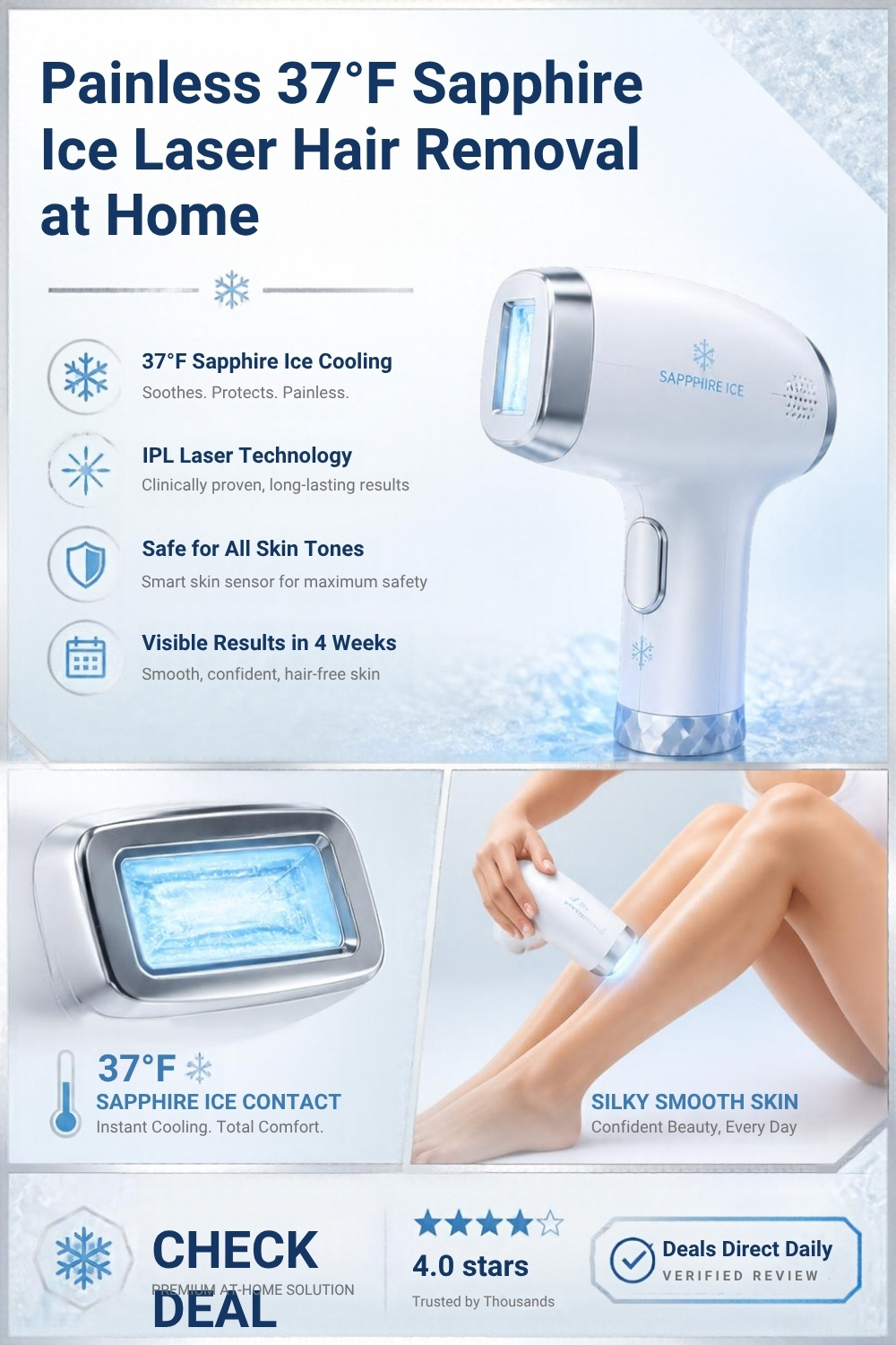 Sapphire Ice-Cooling IPL Laser Hair Removal System Pinterest Pin Creative