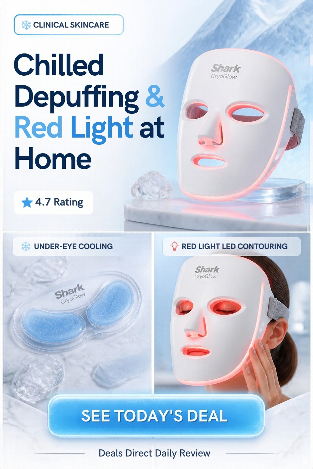 Shark CryoGlow LED Mask with Under-Eye Cooling Pinterest Pin Creative