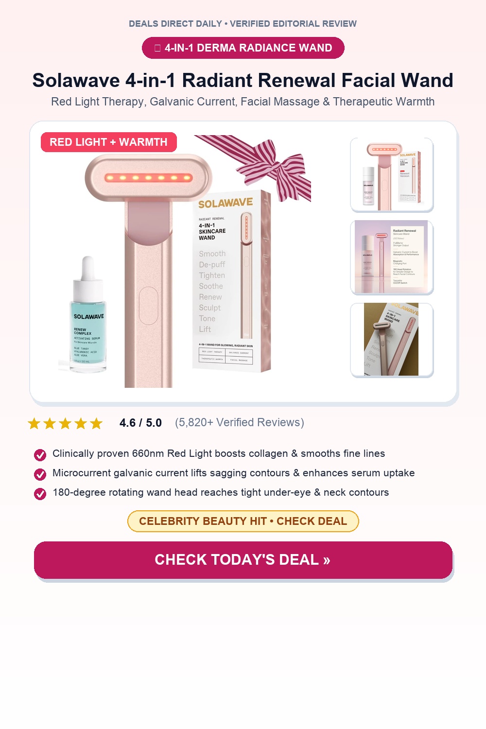Solawave 4-in-1 Radiant Renewal Facial Wand & Serum Pinterest Pin Creative