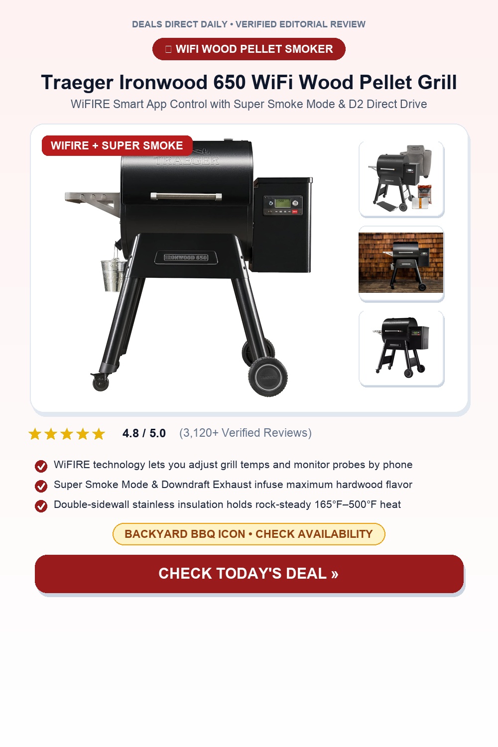Traeger Grills Ironwood 650 Wood Pellet WiFi Grill Pinterest Pin Creative