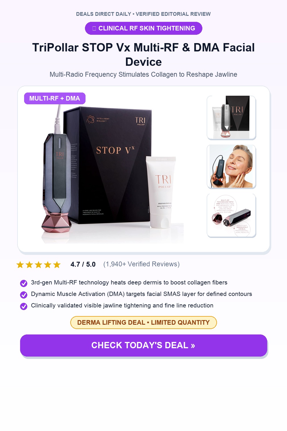 TriPollar STOP Vx Facial RF Skin Tightening Device Pinterest Pin Creative