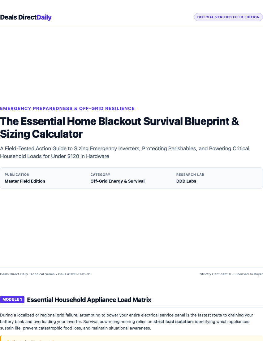The Essential Home Blackout Survival Blueprint & Sizing Calculator