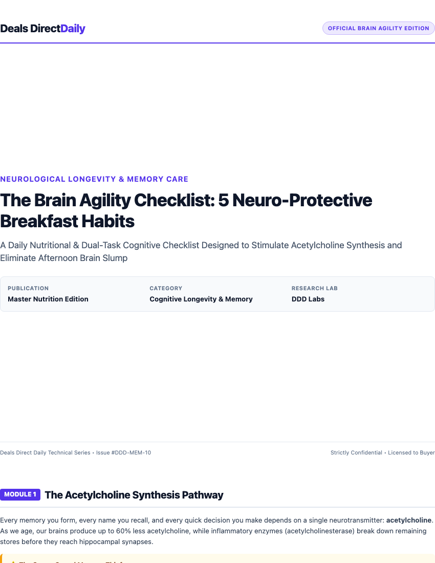 The Brain Agility Checklist: 5 Neuro-Protective Breakfast Habits
