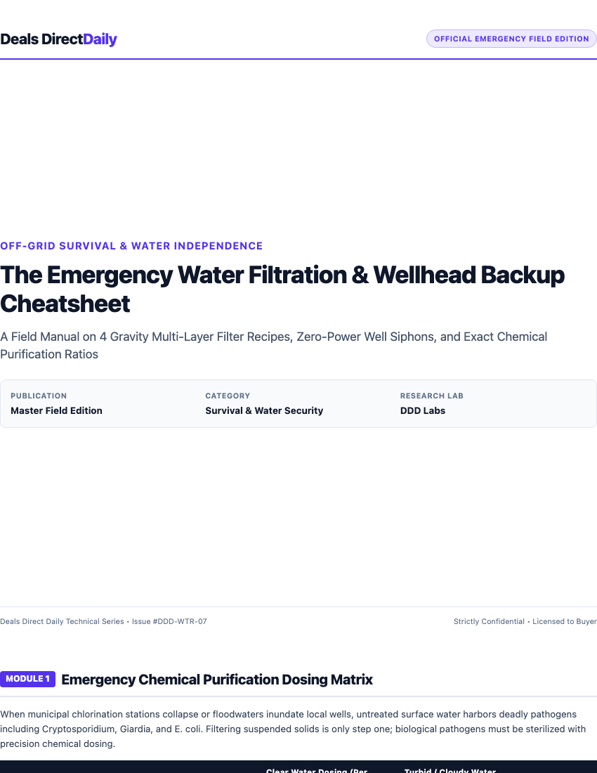 The Emergency Water Filtration & Wellhead Backup Cheatsheet