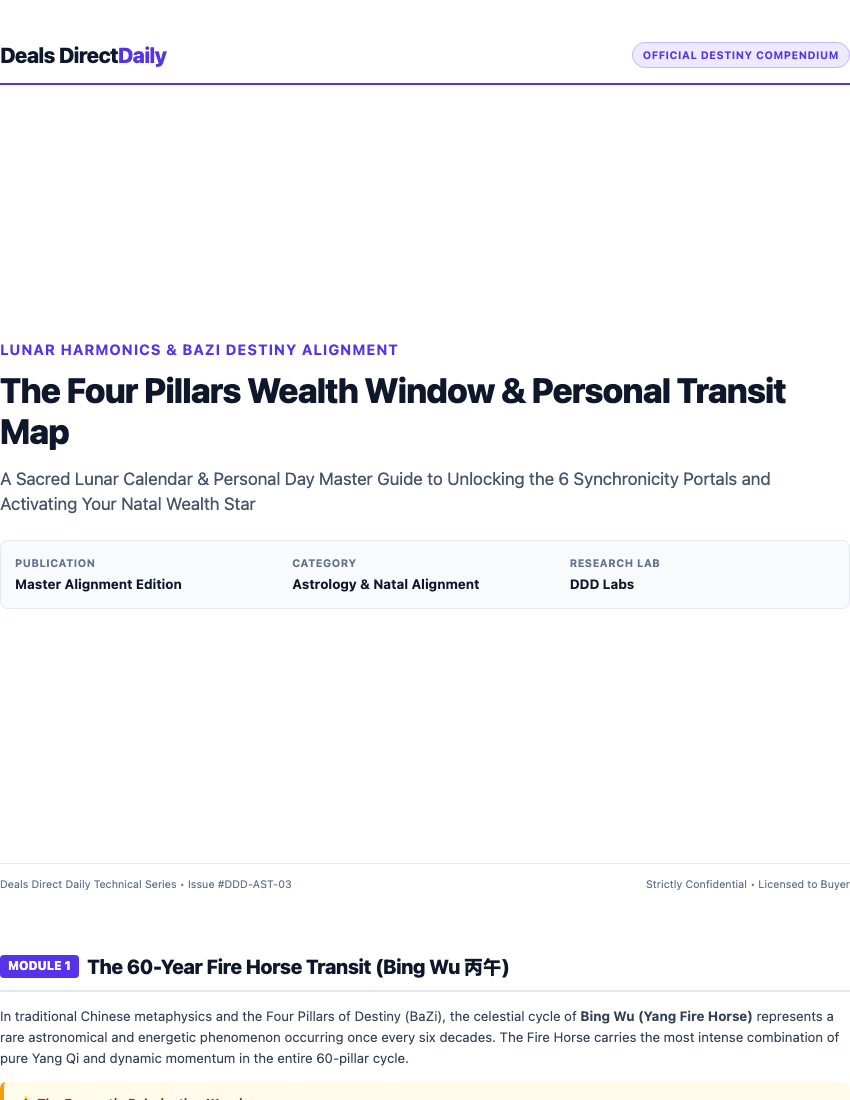The Four Pillars Wealth Window & Personal Transit Map