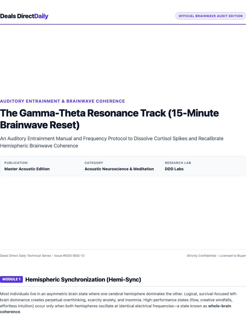 The Gamma-Theta Resonance Track (15-Minute Brainwave Reset)