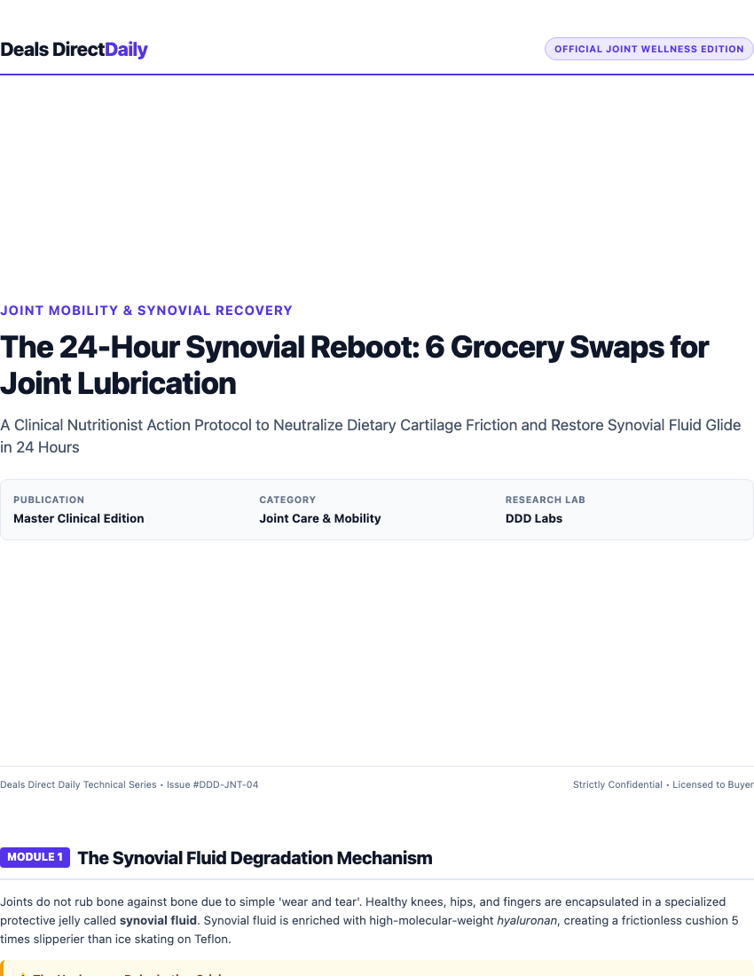 The 24-Hour Synovial Reboot: 6 Grocery Swaps for Joint Lubrication